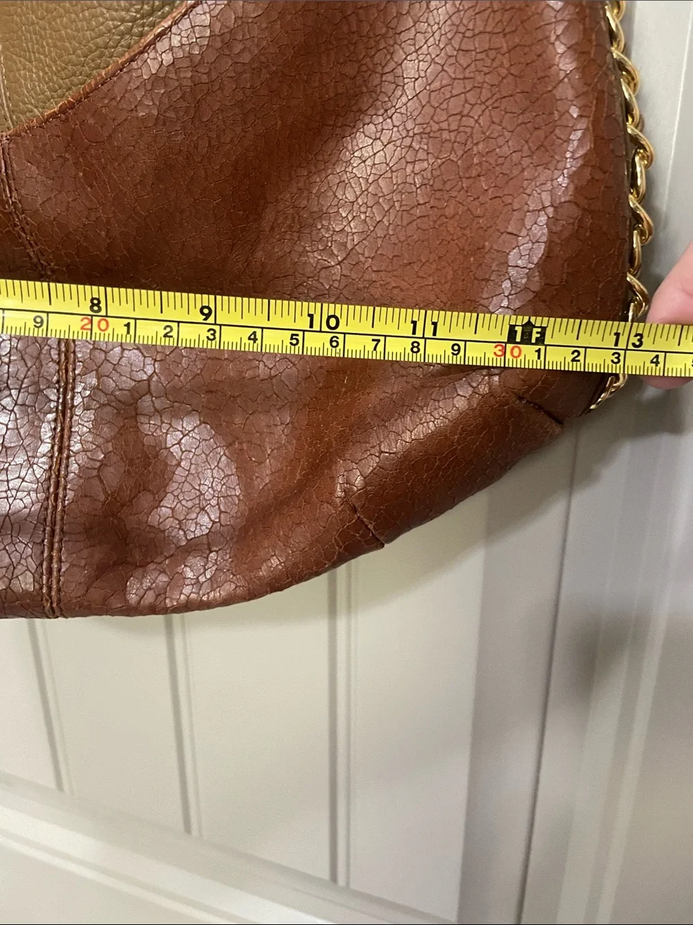 Leather Two-Tone Brown Hobo Bag